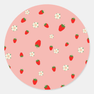 Sticker Rond Fraisier et motif floral
