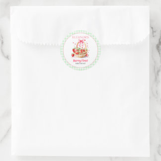 Sticker Rond Fraisier menthe verte Premier Anniversaire