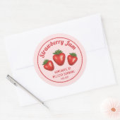 Sticker Rond Framboises rouges sur confiture de fraises maison  (Enveloppe)