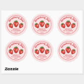 Sticker Rond Framboises rouges sur confiture de fraises maison  (Feuille)