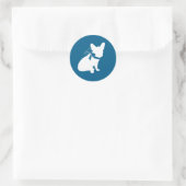 Sticker Rond Français Baby shower Bulldog Français Frenchie Blu (Sac)