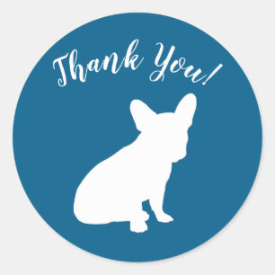 Sticker Rond Français Baby shower Bulldog Français Frenchie Blu