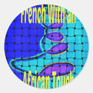 Sticker Rond Français Bleu Africain Tissé Abstrait violet forme