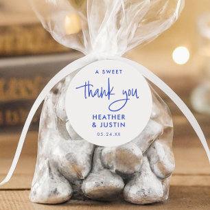 Sticker Rond Français Bleu Un Merci sucré Faveur de mariage