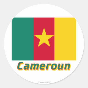 Sticker Rond Français de Drapeau Cameroun avec le nom en