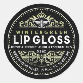 Sticker Rond Français Filagreement Grunge Sage Black Lip Gloss  (Devant)
