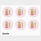 Sticker Rond Français Macarons aquarelle peinte à la main (Feuille)
