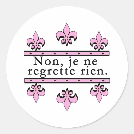 Sticker Rond Français No Regrets Produits (Devant)