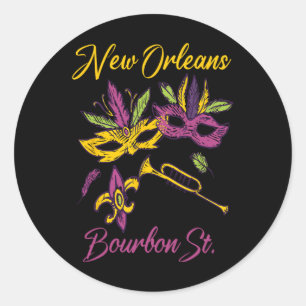 Sticker Rond Français Nouvelle-Orléans Mardi Gras Souvenir Bour
