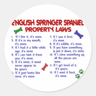 Sticker Rond FRANÇAIS SPRINGER SPANIEL Propriété Lois 2