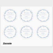 Sticker Rond Française Bleue Botanique Wreath Wedding Favor (Feuille)