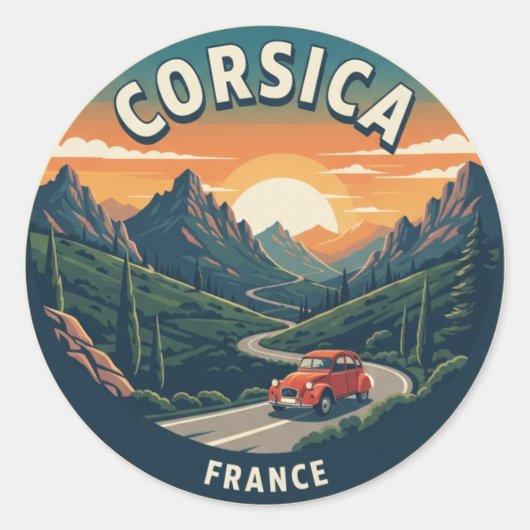 Sticker Rond France Corsica Travel (Devant)
