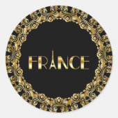 Sticker Rond France, Tour Eiffel, Gold Design Classic Round St (Devant)