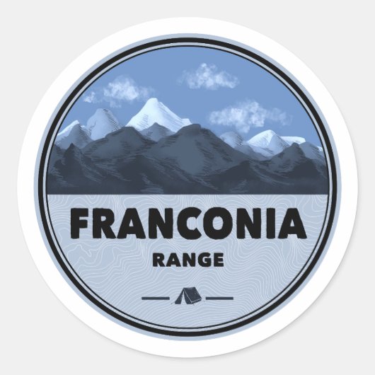 Sticker Rond Franconia Range camping dans le New Hampshire (Devant)
