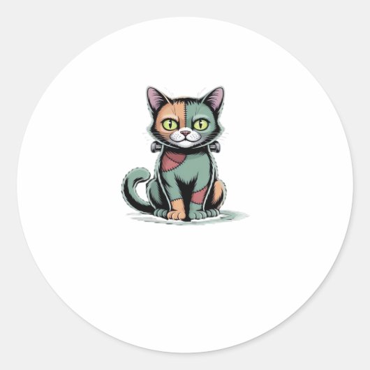 Sticker Rond FrankenCat T-shirt surdimensionné (Devant)