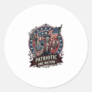 Sticker Rond Frankenstein patriotique brute de liberté horreur