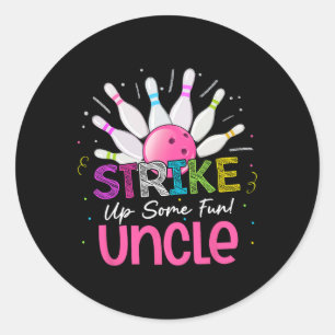 Sticker Rond Frappe Un Oncle Amusant Du Bol Fille Anniversaire