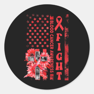 Sticker Rond Frappe USA Drapeau Tournesol Chrétien Cancer du Sa