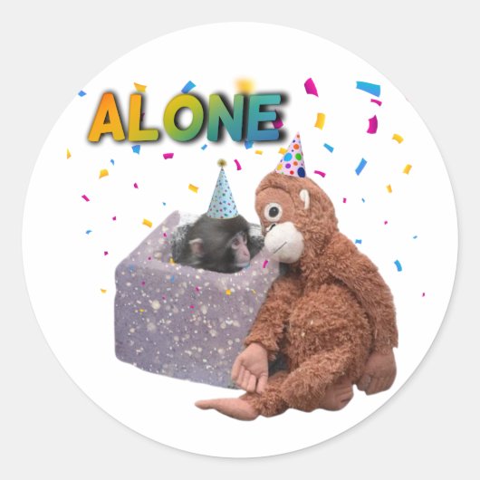 Sticker Rond Frapper le singe (Devant)