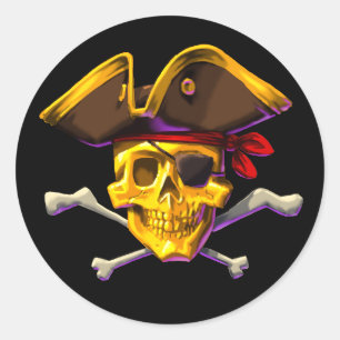 Sticker Rond Frappez à toute volée le noir de crâne d'or