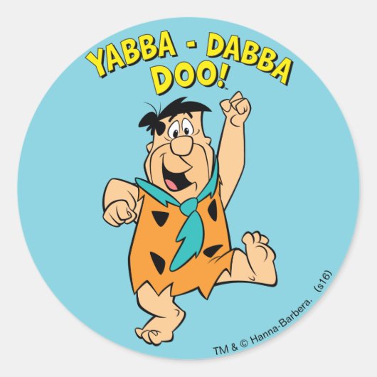 Sticker Rond Fred Flintstone Yabba-Dabba Doo ! (Devant)