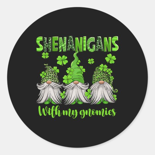 Sticker Rond Fredouillades Avec Mon Gnome St. Patrick Gnome (Devant)