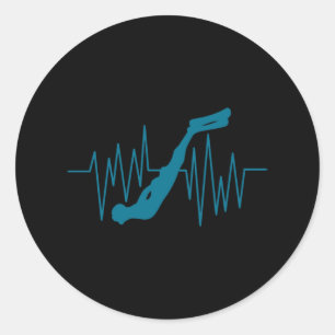 Sticker Rond Free Dive Heartbeat Freediver Free Diving Apnea