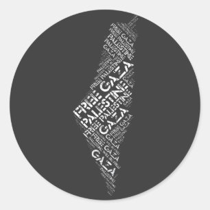 Sticker Rond Free Gaza Free Palestine Map Mot Cloud