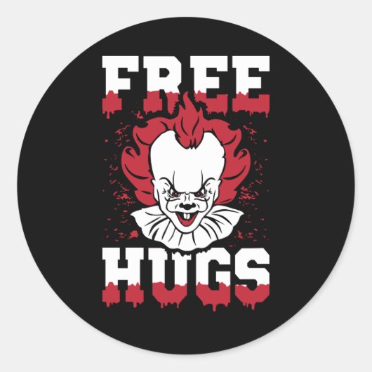 Sticker Rond Free Hugs Funny Horror Movie (Devant)