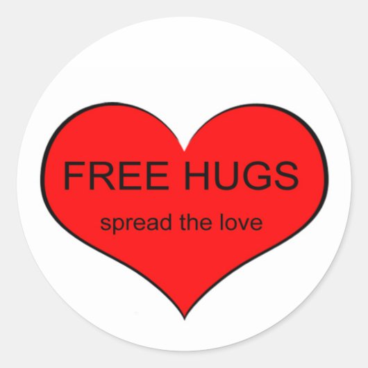 Sticker Rond Free Hugs Spread Love (Devant)