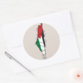 Sticker Rond Free Palestine Barbared Wire Map Liberté palestini (Enveloppe)