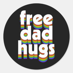 Sticker Rond Free Papa Hugs Rainbow Love Ally Fête des pères