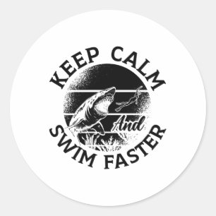 Sticker Rond Freediver Gardez Le Calme Et La Baignade Plus Rapi