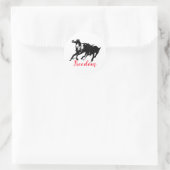 Sticker Rond Freedom Black White Pop Art Runses Horses (Sac)