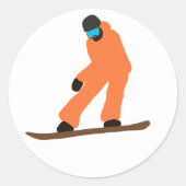 Sticker Rond Freeride Snowboarder En Costume Orange Illustratio (Devant)
