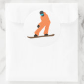 Sticker Rond Freeride Snowboarder En Costume Orange Illustratio (Sac)