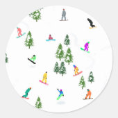 Sticker Rond Freeride Snowboarder Illustration de snowboard (Devant)