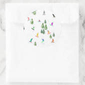 Sticker Rond Freeride Snowboarder Illustration de snowboard (Sac)