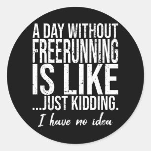 Sticker Rond Freerunning drôle cadeau sportif