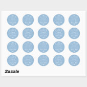 Sticker Rond French Blue Hearts L'amour est doux Mariage Favor (Feuille)
