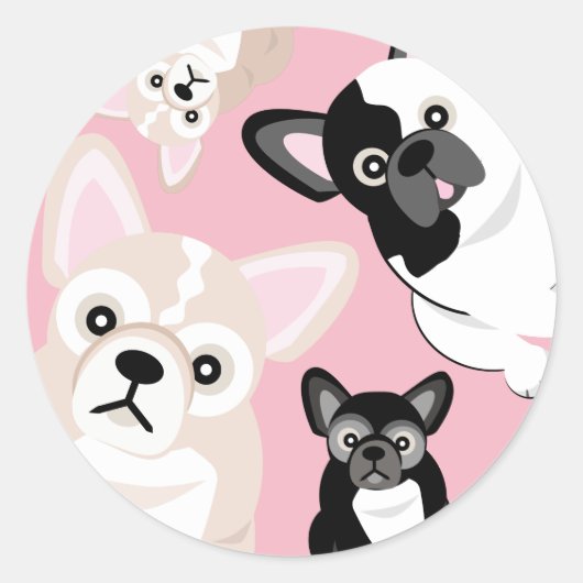Sticker Rond French Bulldog Birthday (Devant)