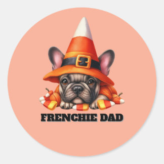 Sticker Rond French Bulldog Cute Halloween Candy Costume