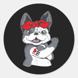 Sticker Rond French Bulldog I Love Maman Tattoo
