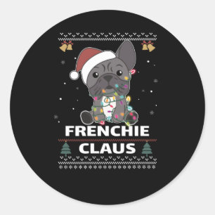 Sticker Rond French Bulldog jeu de Noël FRENCHIE CLAUS