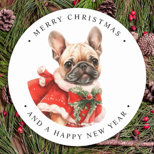 Sticker Rond French Bulldog Personnalisé Chien de Chien de Chie