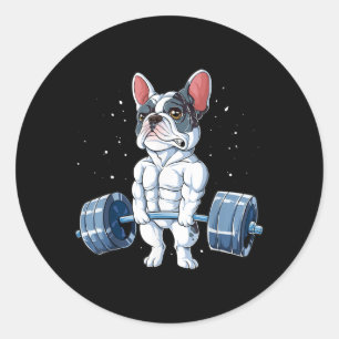 Sticker Rond French Bulldog Poids Funny Deadlift Gym
