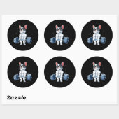 Sticker Rond French Bulldog Poids Funny Deadlift Gym (Feuille)