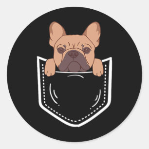 Sticker Rond French Bulldog Pour Amoureux de les chiens Pocket