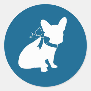 Sticker Rond French Bulldog Theme Party - Baby shower Blue