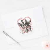 Sticker Rond French Bulldog Valentines Day Frenchie Dog Cadeau (Enveloppe)